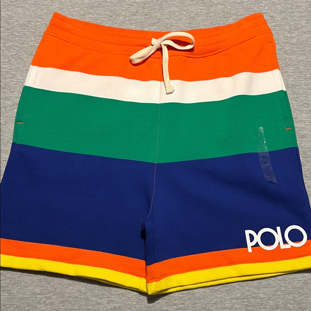 *NWOT* Polo Ralph Lauren 6” Logo Striped Fleece Shorts
